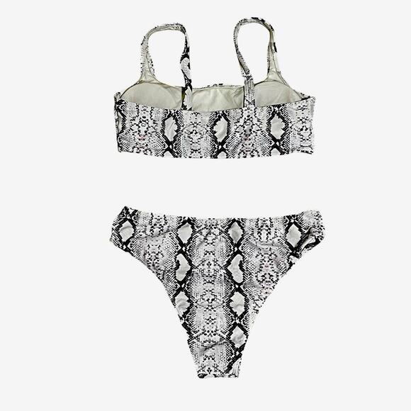 Snakeskin Print High Waist Bikini Set Size M White Black Pink Costume Party NWOT - Picture 3 of 8